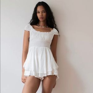 UO Rosie Smocked Tiered Ruffle Romper